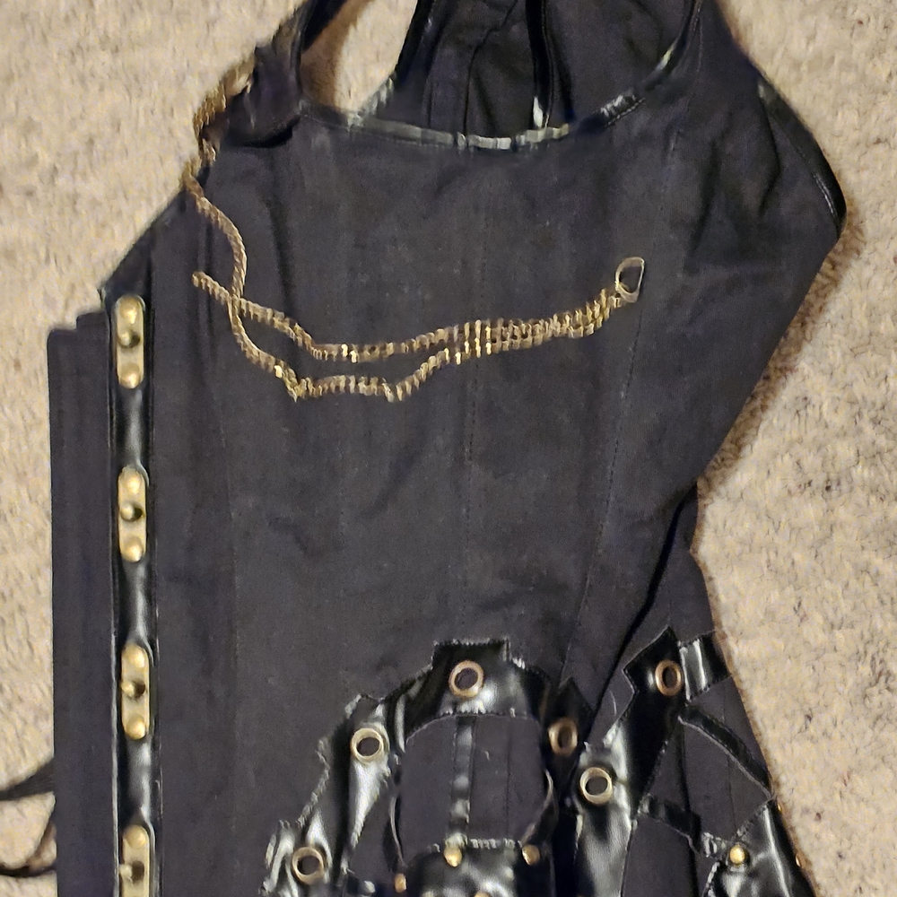 Chic Black and Brass Tone Women's Corset Top Steampunk - Picture 6 of 7